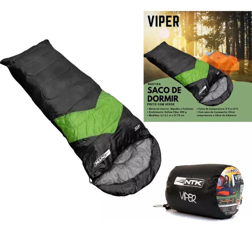 Saco De Dormir Camping Viper Ntk 5ºc A 12ºc Hollowfiber