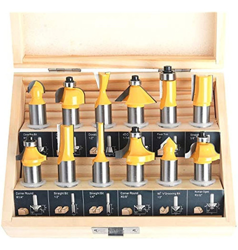 Kowood Router Bits Set De 12 Piezas 1/2 Pulgada Herramientas