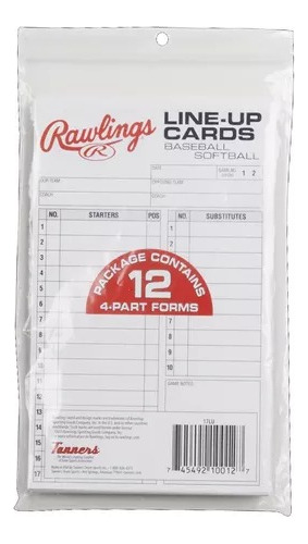 Tarjetas De Alineacion Rawlings Entrenador Beisbol Softbol