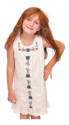 Imagen 7 de 10 de Vestido Algodon Nena Flowers C/ Flores Bordado Witty Girls