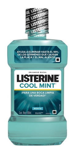 Enjuague Bucal Listerine Cool Mint Sabor A Menta 24hs 500 Ml