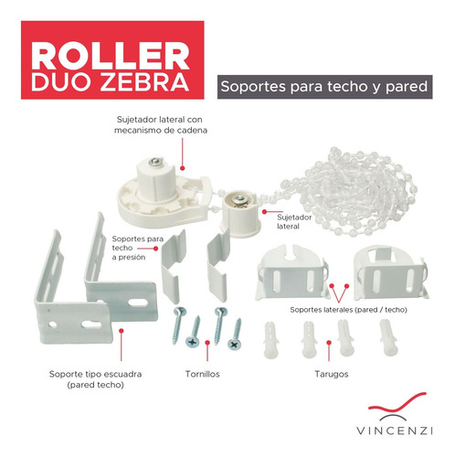 Cortina Roller Duo 1.8 X 2.4m Blanco Oats Vincenzi - R1727