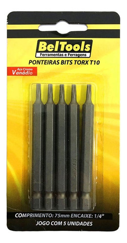 Kit de brocas Torx con 5 puntas, 75 mm x 5, 16 x 40, Beltools