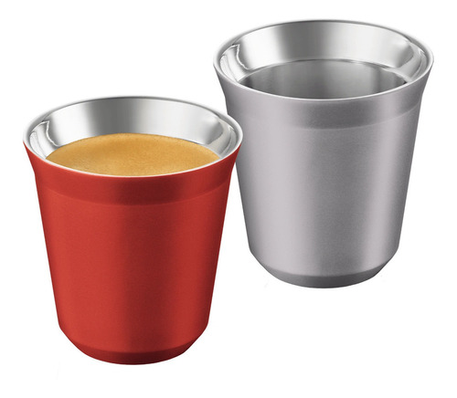 Set Nespresso Tazas De Acero Inoxidable Pixie Lungo Expresso