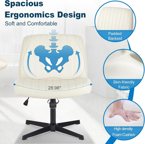 Silla De Escritorio Giratoria Ajustable Muy Cómoda De Tela Blanco Tela