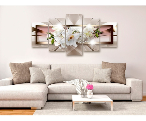 Quadro Decorativo Orquidea Branca Em 5 Partes Mozaico Quarto