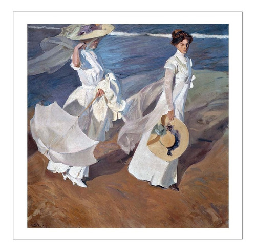 Lamina Fine Art Paseando Por La Orilla Del Mar Sorolla 56x57