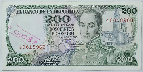 Billete 200 Pesos 01/ene/1980 Colombia Xf