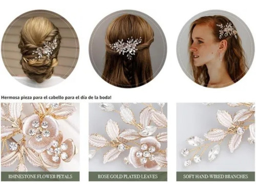 Pasador De Novia Clip De Diamantes De Imitación Flores 1pz