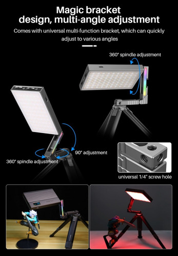 Imagen 10 de 10 de Iluminador Luz Led Rgb Vijim R70 Bateria 5000mah Brazo Magic