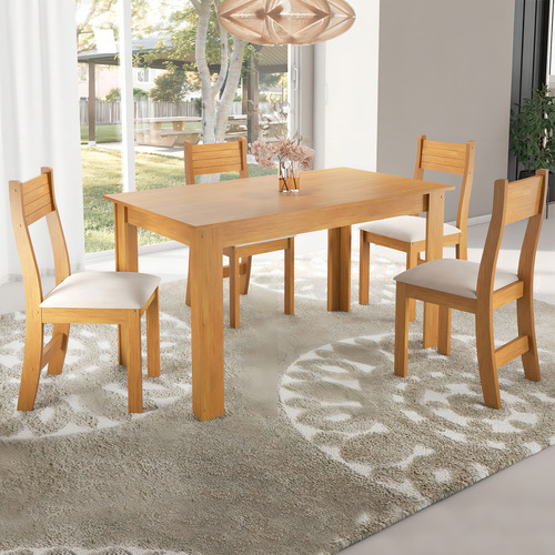 Mesa de comedor Mara Mel/nude de 4 plazas, Viero, muebles de color marrón claro, cubierta marrón