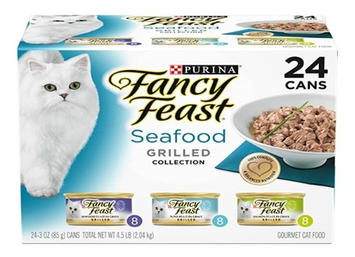 Fancy Feast 24 Latas Seafood Grilled Collection.