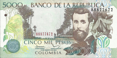 Colombia 5000 Pesos 31 Agosto 2013