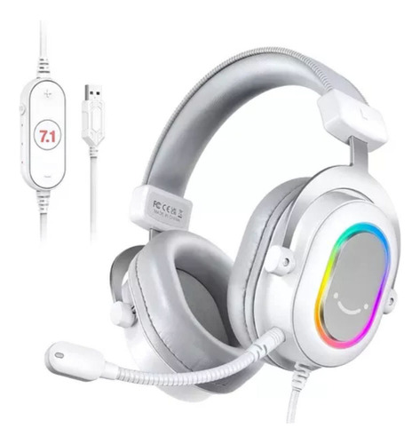 Fone Headset Fifine Ampligame H6 Rgb 7.1 Surround Gamer Pret Cor Branco
