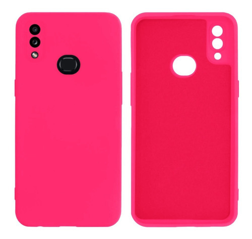Case Capa Silicone Proteção Camera Para Samsung Galaxy A10s Cor Rosa Neon Liso