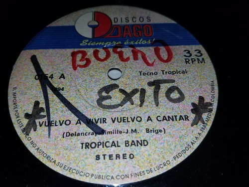 Lp Vinilo Disco Acetato Single Tropical Band Tecno Tropical