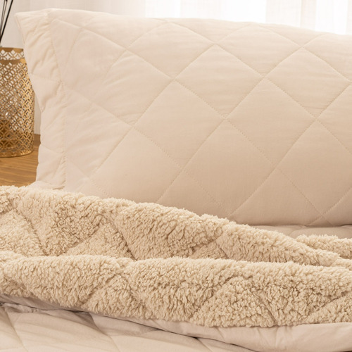 Cubrecama Quilt Chiporro Sherpa 2 Plazas Reversible Colores