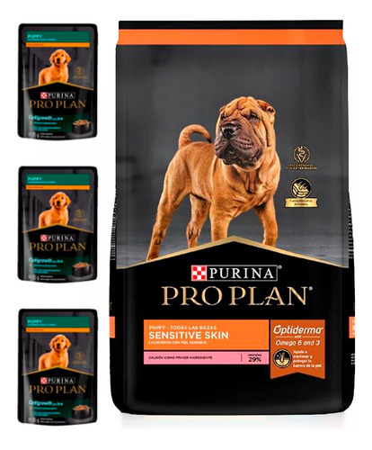 Pro Plan Optiderma Sensitive Skin Puppy 3kg + 3 Sobres 