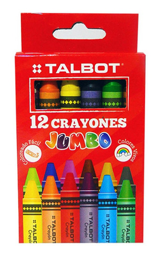 Crayones De Cera Escolares Talbot Jumbo 12 Colores