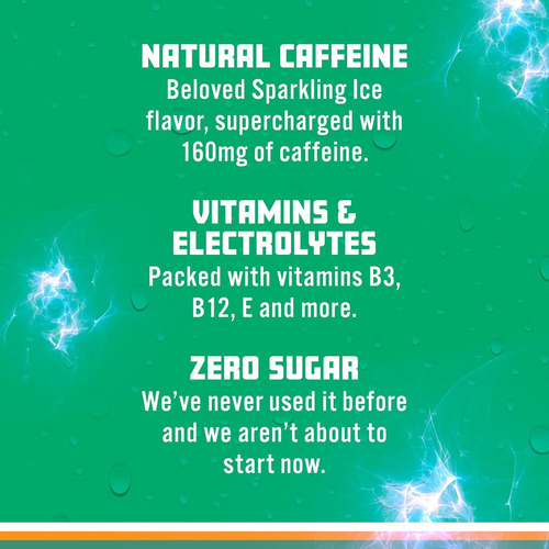 Sparkling Ice +energy Maximum Mango 12pk. Bebidas Energética