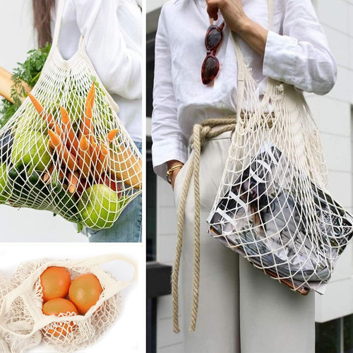 2pcs Bolsas Reutilizables Malla De Algodón Para Comestibles