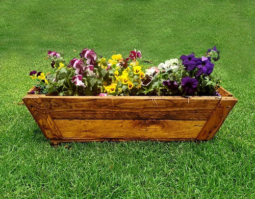 Imagen 3 de 8 de Maceta De Madera Tipo Jardinera De 70 Cm De Largo