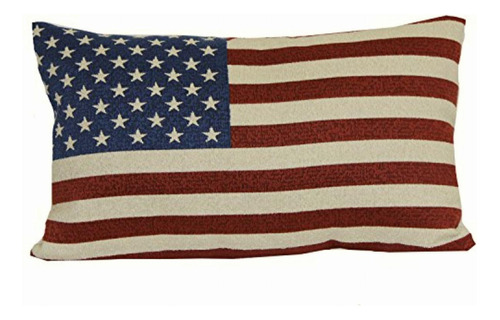 Outdoor Pillow, 12 X 20 , American Flag Color Blanco