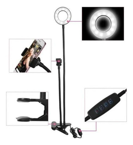 Ring Light + Suporte Celular Selfi Luminaria Abajur Youtuber