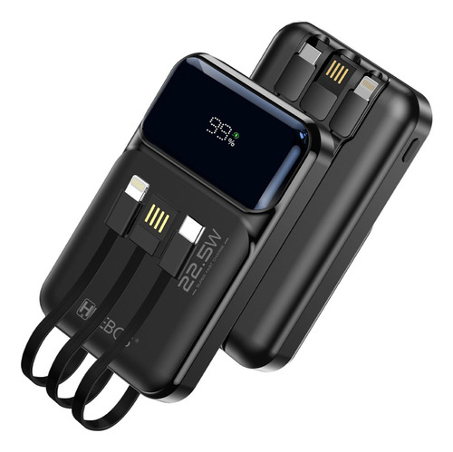 Power Bank 10.000mah 22.5w V8 Tipo C Lightning Cor Preto