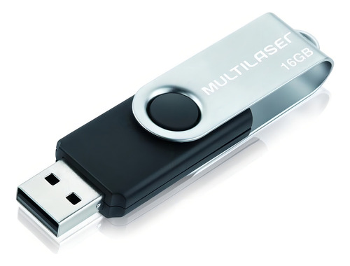 Pendrive Multilaser Twist Pd588 16gb Preto E Prateado