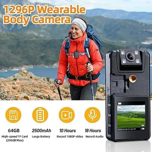 Cámara Corporal Hoestr De 64 Gb, Cámara Corporal 1296p (2500
