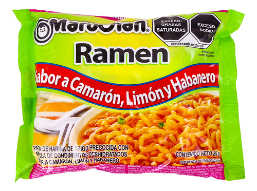 Caja Sopa Maruchan Ramen Sabor Camarón Limón Y Habanero 24pz