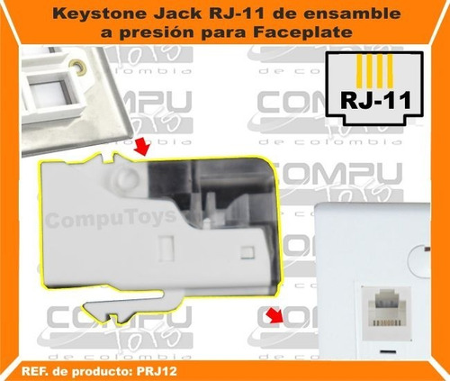 Imagen 2 de 6 de Keystone Jack Rj-11/rj-12 Cat 3 Ref: Prj12 Computoys Sas