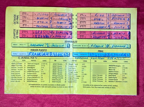 Fixture Mundial Mexico 1986 Maradona Piqué Guía Tv (Usado)