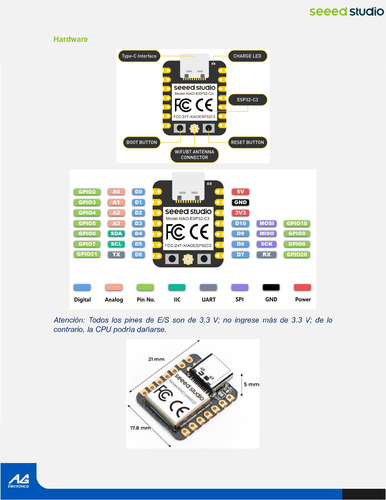 Tarjeta De Desarrollo Xiao Esp32c3 Seeed Studio