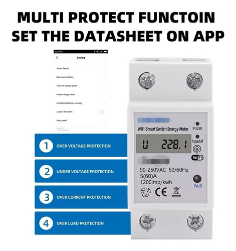 Protector Integral Voltaje Toda La Casa 1 Fase Wifi 60amp