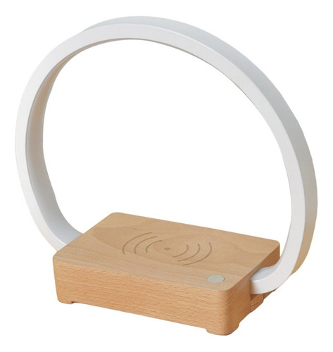 Círculo Led Lámpara De Mesa Base De Madera 3 En 1 Altavoz