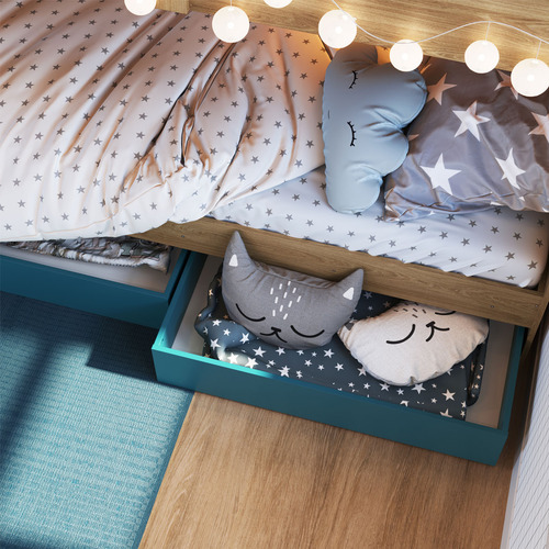Conjunto 2 Gavetões Individuais Para Beliche Azul Secreto
