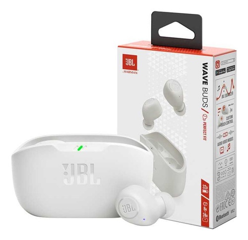 Auriculares Inalámbricos Jbl Wave Buds Deep Bass Blancos