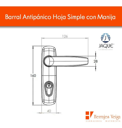 Imagen 3 de 10 de Barral Antipánico Jaque Puerta Hoja Simple Llave Manija Gtia
