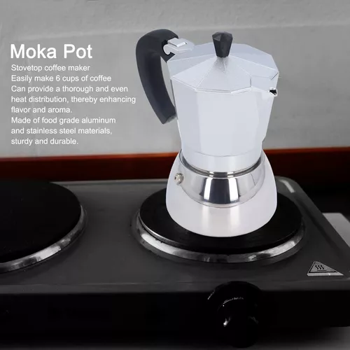 6 Tazas Cafetera, Cafetera clásica para espresso y café en estufa, Moka Pot  para preparar café italiano y cubano 