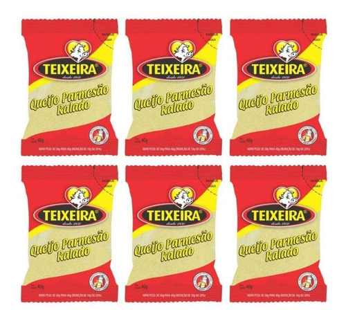 Kit 06 Pacotes Queijo Ralado Teixeira Parmesão 40g