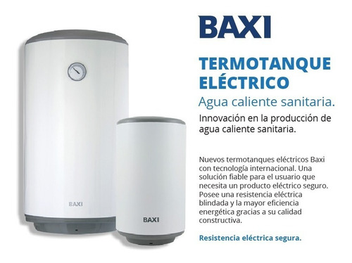 Termotanque Eléctrico Baxi 80 Litros Ahorro En Consumo