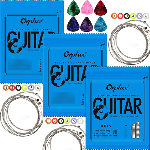 Cuerda Guitarra Electrica Acero Niquelado Colorida Extremo 6