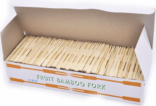Tenedor Desechable De Bambú Para Frutas