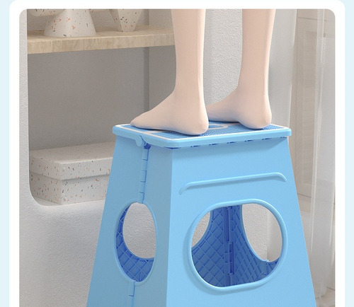 Taburete Plegable Portátil Multifuncional Azul