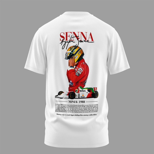Remera Ayrton Senna Mclaren Corte Recto Formula 1 Algodón