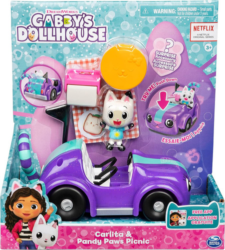 Vehículo Gabby's Dollhouse Carlita & Pandy Paws Picnic Con Accesorios 3+