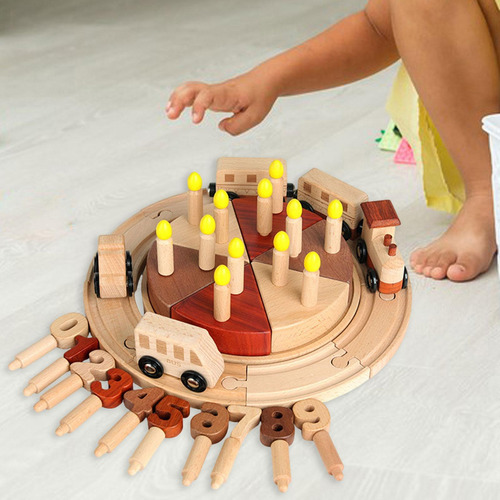 Tren De Madera Para Tartas De Cumpleaños, Juguete