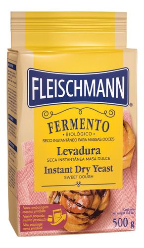 Fermento Biologico Fleischmann 500g Ideal Para Massas Doces